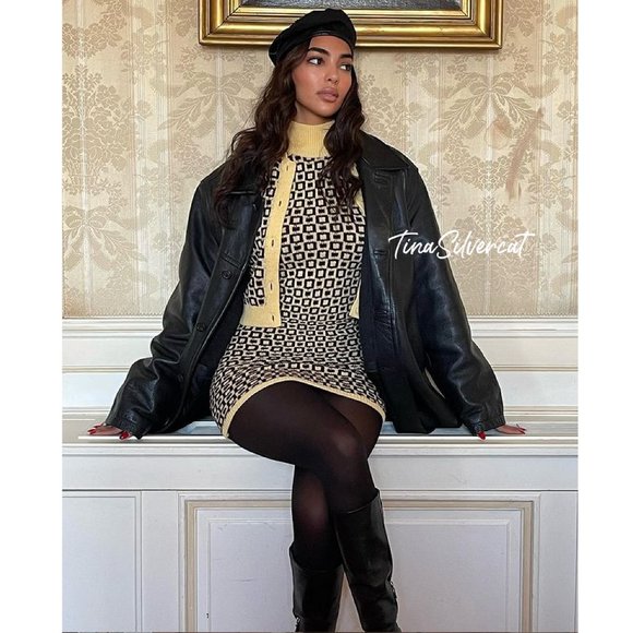 BLOGGER'S FAVE! Zara Jacquard Knit Mini Dress Sz S NWT - Picture 15 of 17